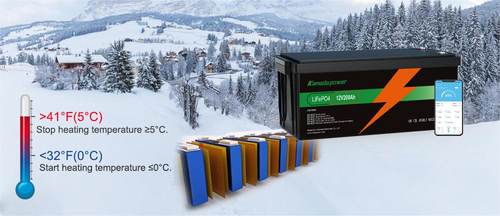 kamada power 12v 200Ah Lifepo4 Akku Integrierte Selbsterhitzungsfunktion und Bluetooth